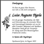 Danksagung Luise Auguste Pigola