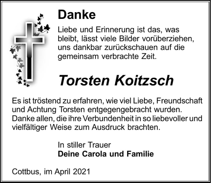 Danksagung Torsten Koitzsch