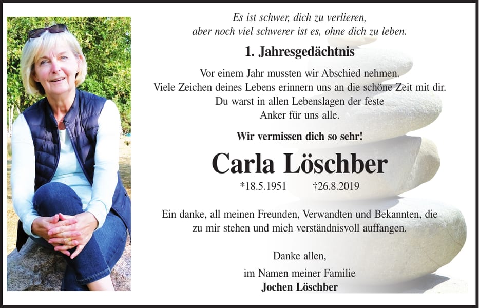 Jahresgedenken Carla Löschber