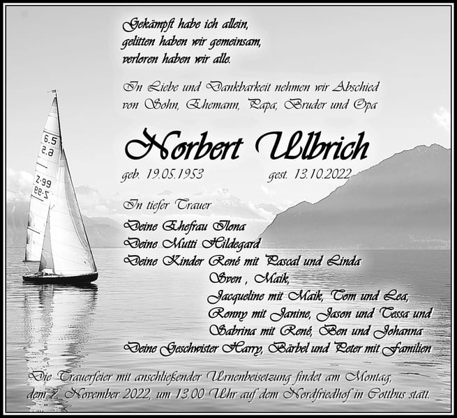 Traueranzeige Norbert Ulbrich