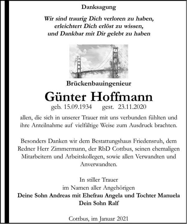 Danksagung Günter Hoffmann