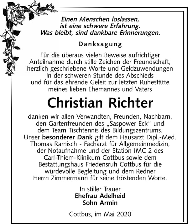 Danksagung Christian Richter