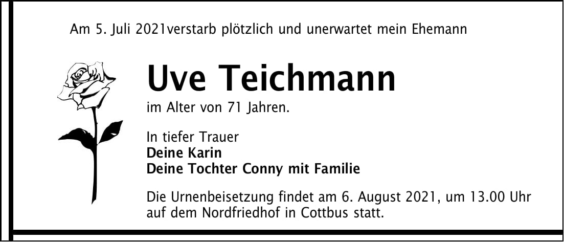 Traueranzeige Uve Teichmann