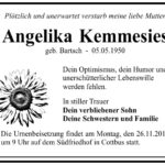 Traueranzeige Angelika Kemmesies, geb. Bartsch