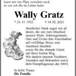 Traueranzeige Wally Gratz