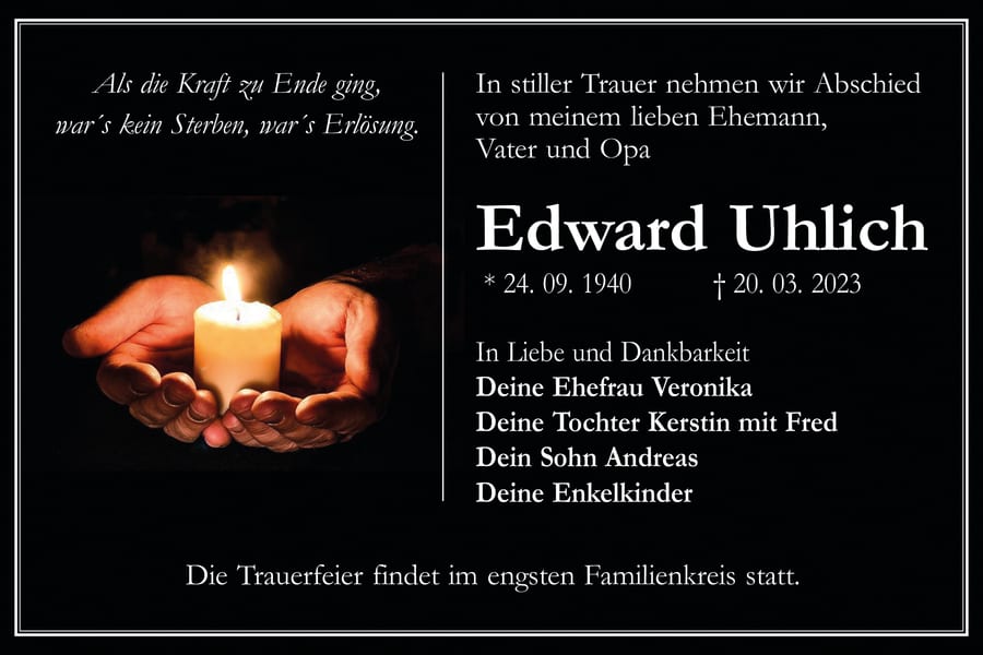 Traueranzeige Edward Uhlich