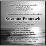Traueranzeige Susanna Pannasch, geb. Thum