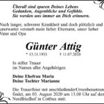 Traueranzeige Günter Attig