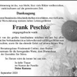 Danksagung Frank Peschke