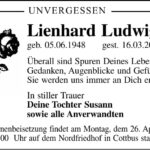 Traueranzeige Lienhard Ludwig