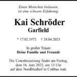 Traueranzeige Kai Schröder