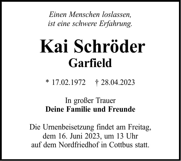 Traueranzeige Kai Schröder
