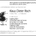 Traueranzeige Klaus Dieter Risch