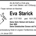 Traueranzeige Eva Starick