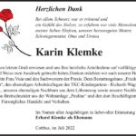 Danksagung Karin Klemke