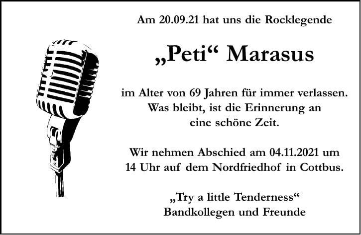 Traueranzeige „Peti“ Marasus