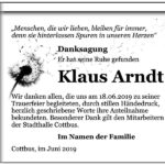 Danksagung Klaus Arndt