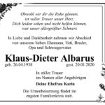 Traueranzeige Klaus-Dieter Albarus