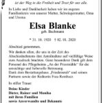 Traueranzeige Elsa Blanke, geb. Bachmann