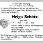 Danksagung Helga Schötz, geb. Pohl