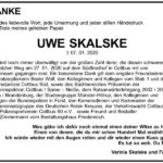 Danksagung Uwe Skalske