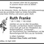 Danksagung Ruth Franke