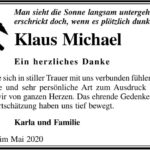 Danksagung Klaus Michael