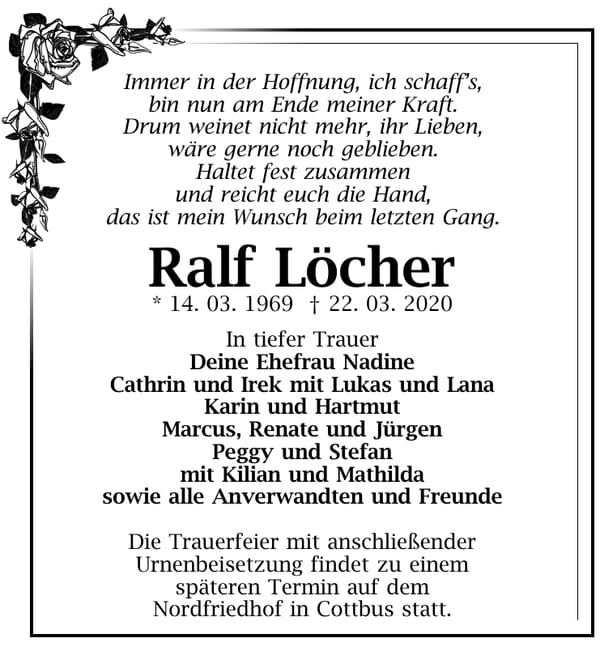 Traueranzeige Ralf Löcher