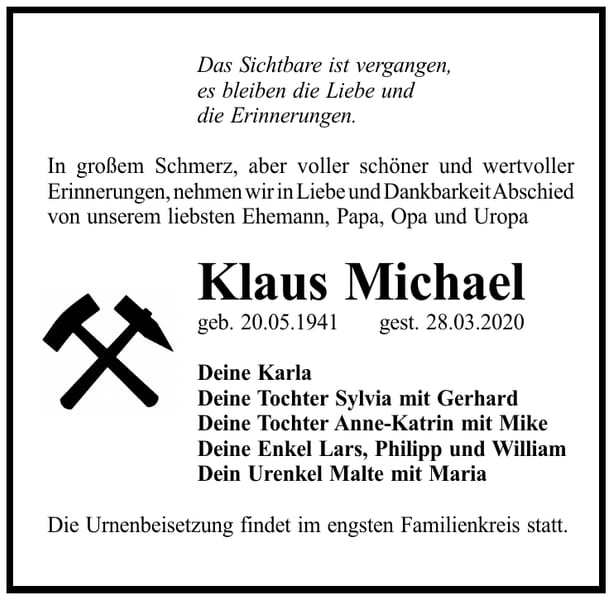 Traueranzeige Klaus Michael