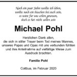 Danksagung Michael Pohl