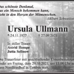 Traueranzeige Ursula Ullmann