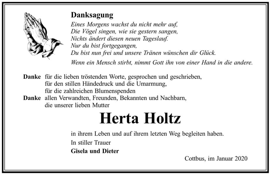 Danksagung Herta Holtz