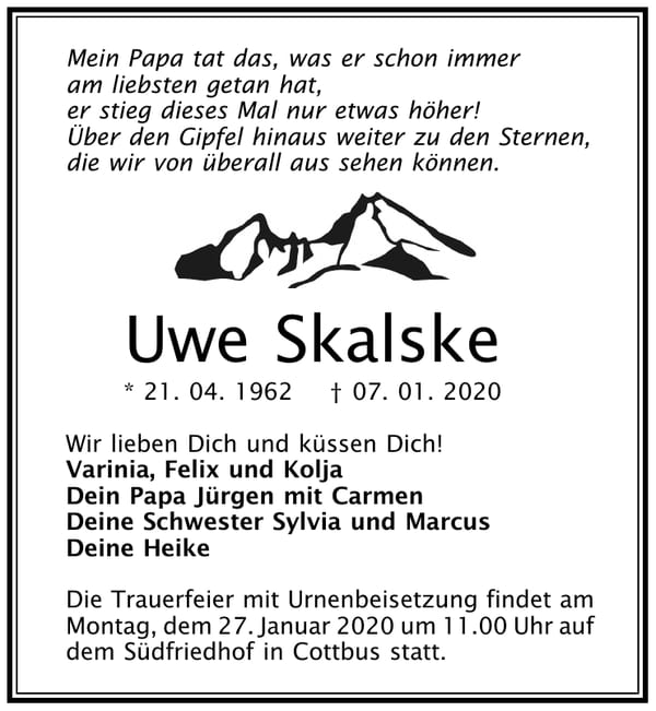 Traueranzeige Uwe Skalske