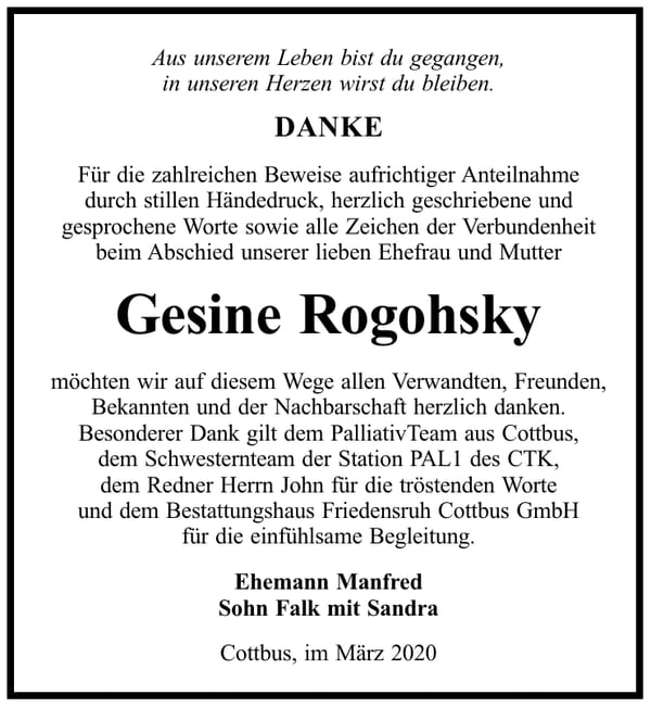 Danksagung Gesine Rogohsky