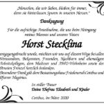 Danksagung Horst Stecklina