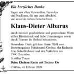 Danksagung Klaus-Dieter Albarus