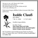 Traueranzeige Isolde Clauß, geb. Müller