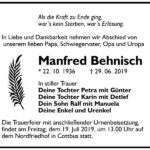 Traueranzeige Manfred Behnisch