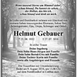 Traueranzeige Helmut Gebauer
