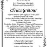 Danksagung Christa Grüttner