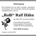 Danksagung Ralf Hähn