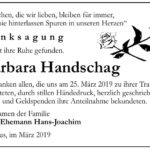Traueranzeige Barbara Handschag