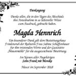 Danksagung Magda Hennrich