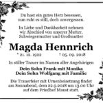 Traueranzeige Magda Hennrich