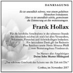 Danksagung Frank Hollax