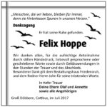 Danksagung Felix Hoppe