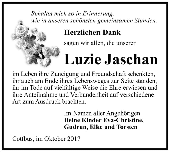 Danksagung Luzie Jaschan