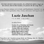 Traueranzeige Luzie Jaschan