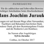 Danksagung Hans Joachim Jurauke