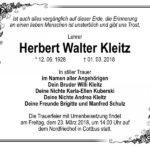 Traueranzeige Herbert Walter Kleitz